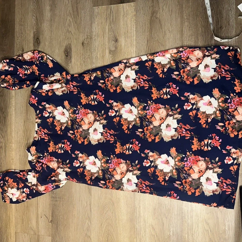 Lulus Floral Print Dress V-Neck Cold Shoulder 3/4 Sleeve Mini S - Picture 5 of 8